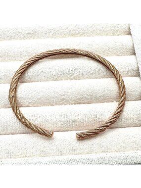 Judith Ripka Bracelet Rose Gold Plated Sterling Silver Hinged Cuff 7 Inch